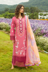 Unstitched 3-PC Chikan Embroidered Lawn Hemline Secret Garden By Mushq | Garden of Dreams